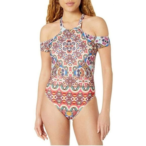 KENNETH COLE 3X Reaction One Piece Swimsuit brightly colored bandeau plus sized